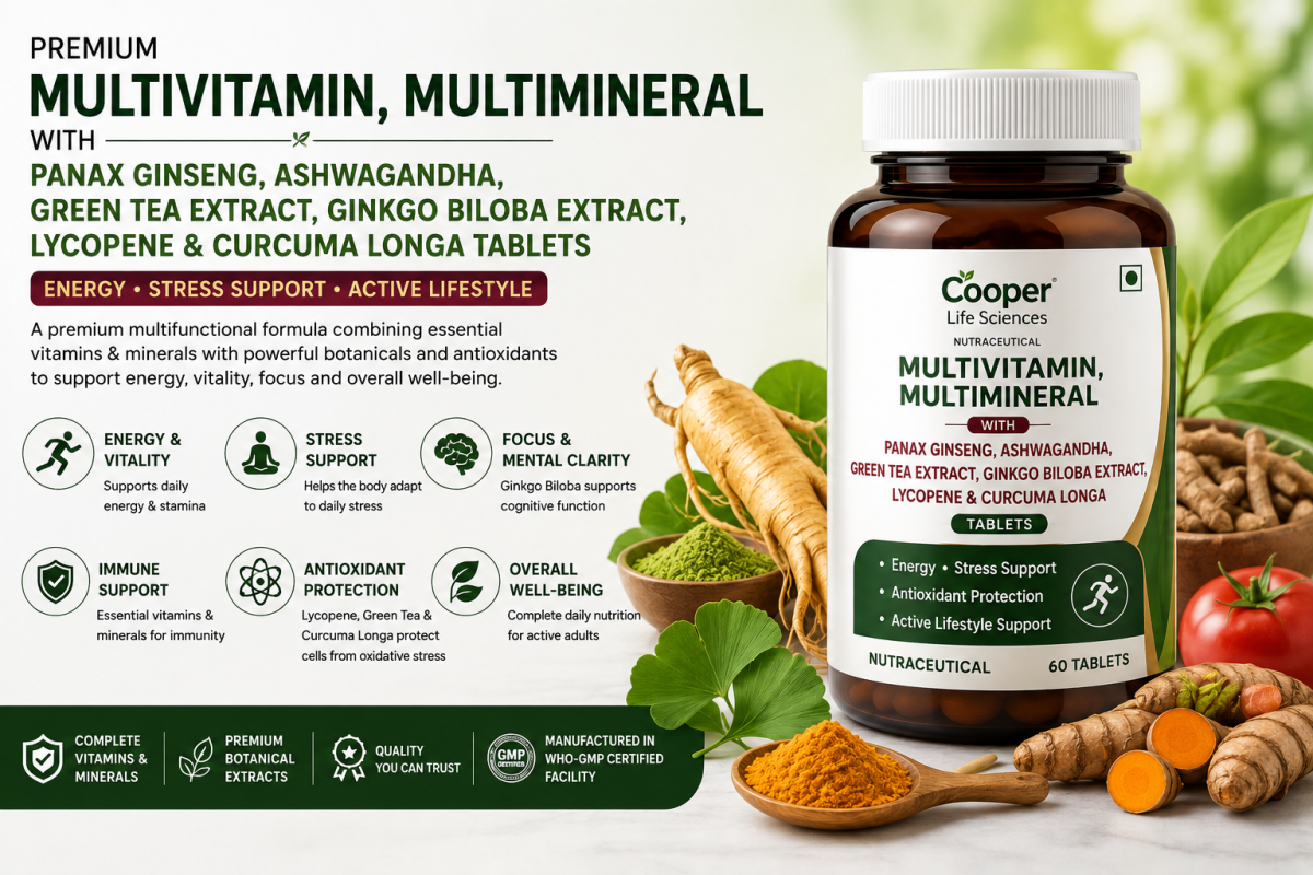 Multivitamin, Multimineral with Panax Ginseng, Ashwagandha, Green Tea Extract, Ginkgo Biloba Extract, Lycopene & Curcuma Longa Tablets